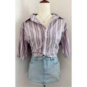 Arrow Dover Striped Buttoned Down Short Sleeve Shirt